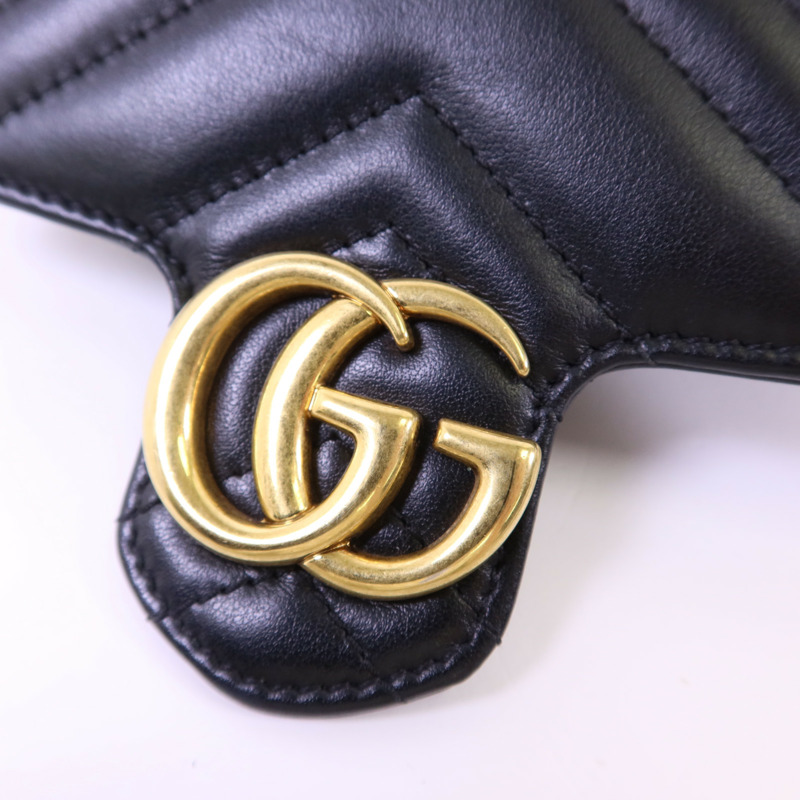 GUCCI 牛皮皮革GG Marmont Super Mini金扣鏈帶肩背袋-10