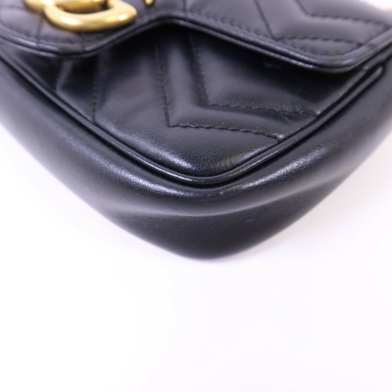 GUCCI 牛皮皮革GG Marmont Super Mini金扣鏈帶肩背袋-11