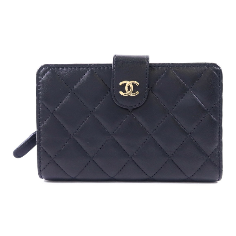 CHANEL 羊皮皮革Bifold Wallet金扣錢包-0