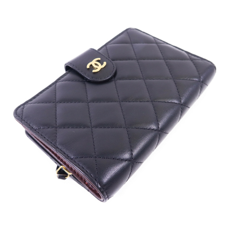 CHANEL 羊皮皮革Bifold Wallet金扣錢包-2