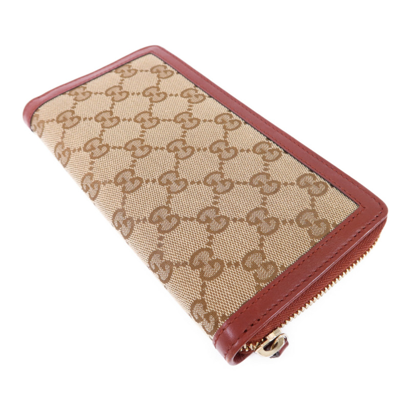 GUCCI 牛皮皮革/帆布Long Wallet金扣長錢包-3