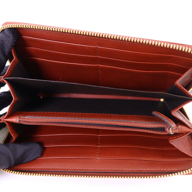GUCCI 牛皮皮革/帆布Long Wallet金扣長錢包-4