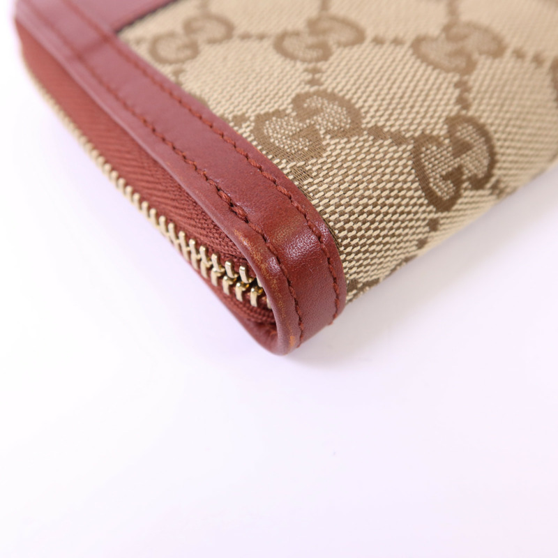GUCCI 牛皮皮革/帆布Long Wallet金扣長錢包-9