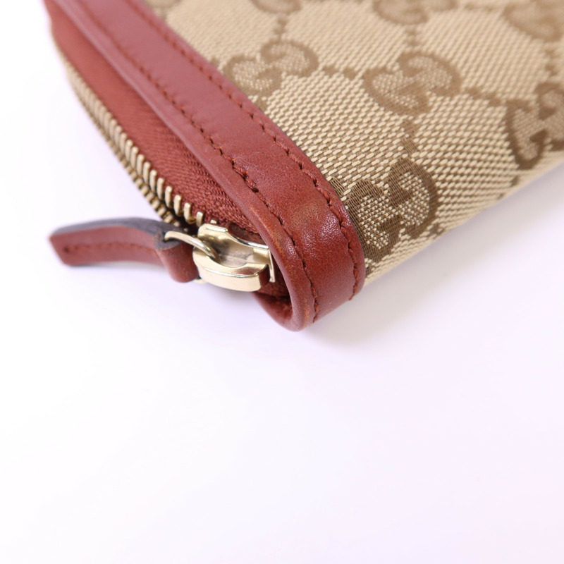 GUCCI 牛皮皮革/帆布Long Wallet金扣長錢包-11