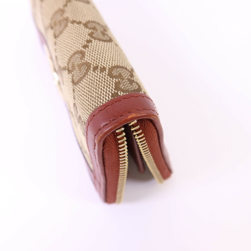 GUCCI 牛皮皮革/帆布Long Wallet金扣長錢包-12