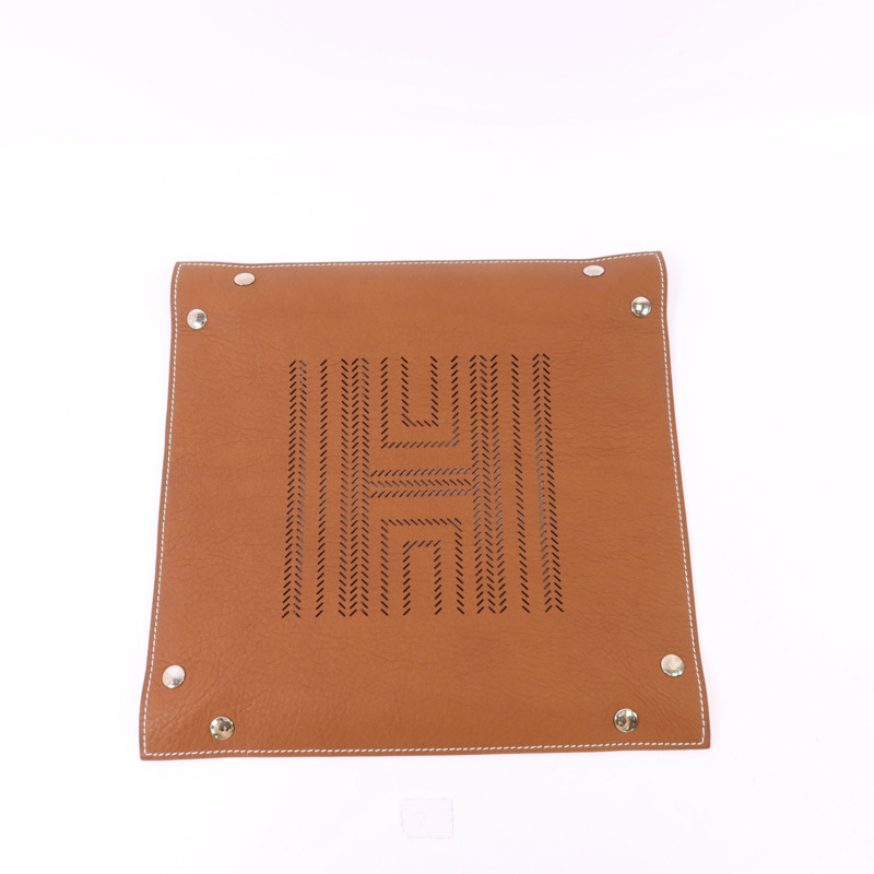 HERMES Smooth Taurillon皮革Tray銀扣托盤-8