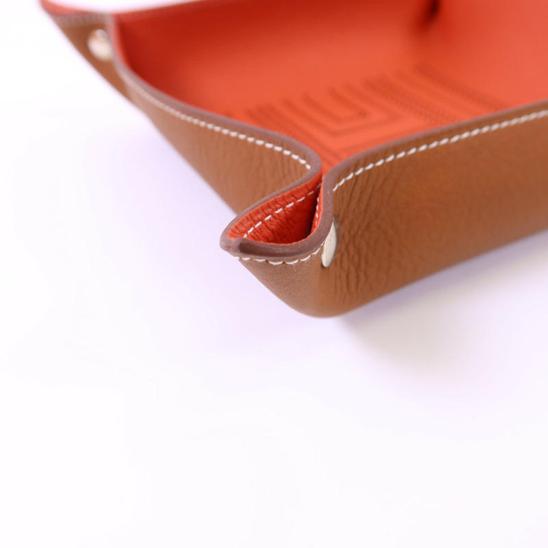 HERMES Smooth Taurillon皮革Tray銀扣托盤-11