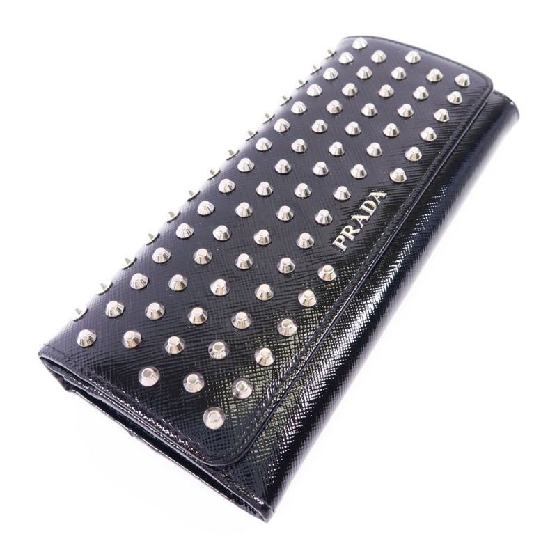 PRADA 漆皮皮革Long Wallet銀扣長錢包-2