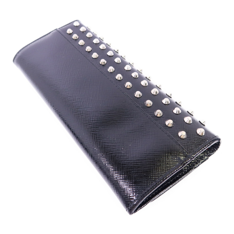 PRADA 漆皮皮革Long Wallet銀扣長錢包-3