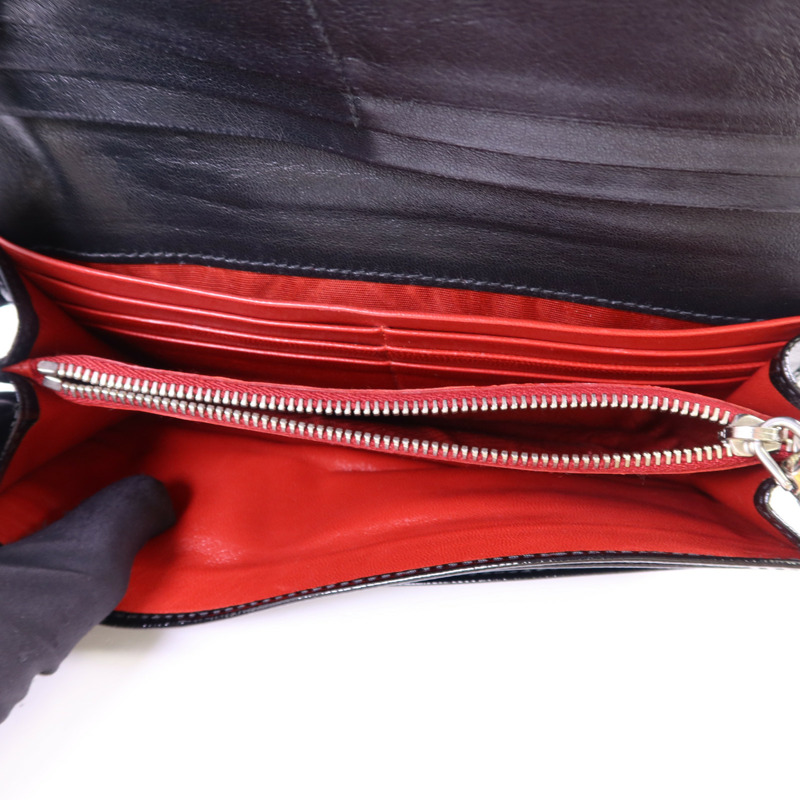 PRADA 漆皮皮革Long Wallet銀扣長錢包-4