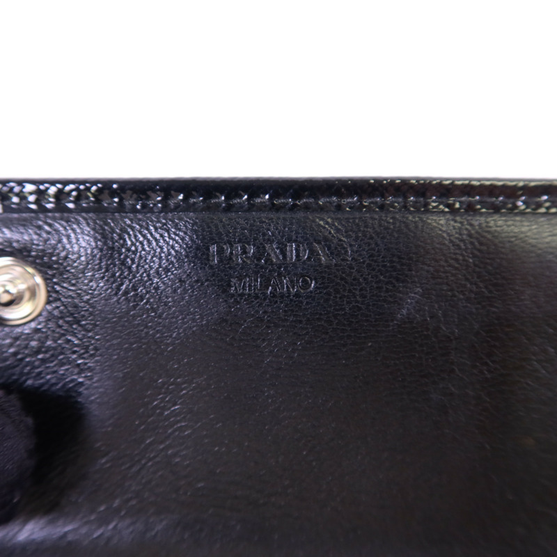 PRADA 漆皮皮革Long Wallet銀扣長錢包-6