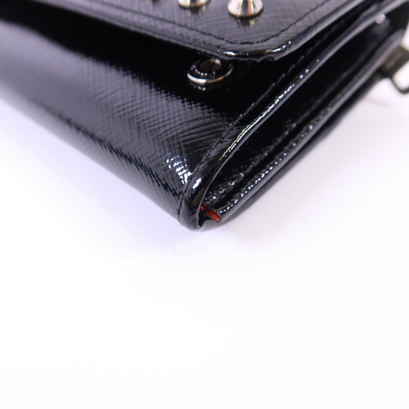 PRADA 漆皮皮革Long Wallet銀扣長錢包-11