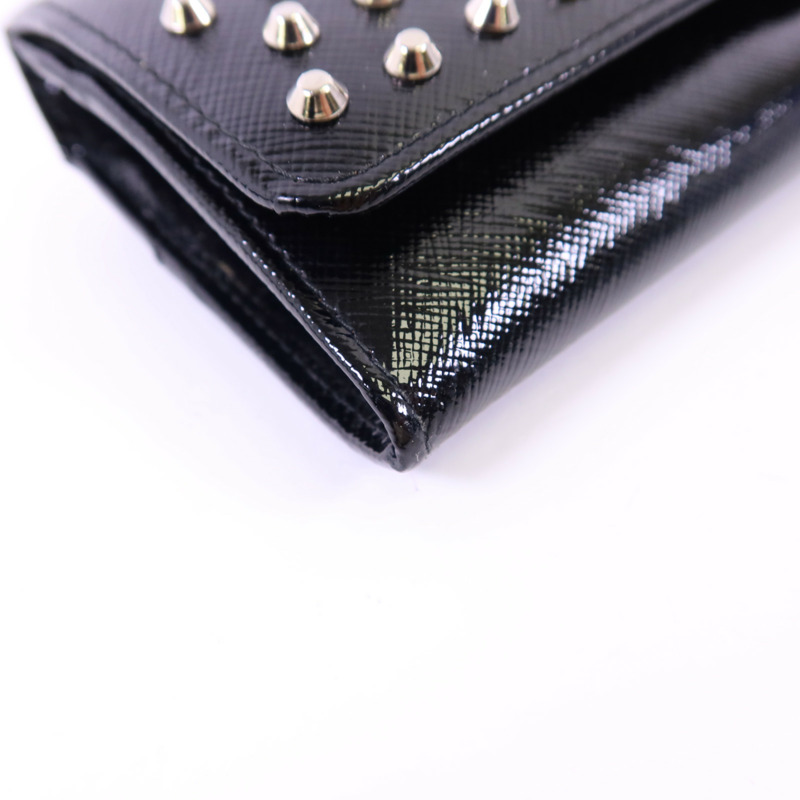 PRADA 漆皮皮革Long Wallet銀扣長錢包-12