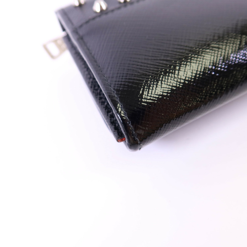 PRADA 漆皮皮革Long Wallet銀扣長錢包-14