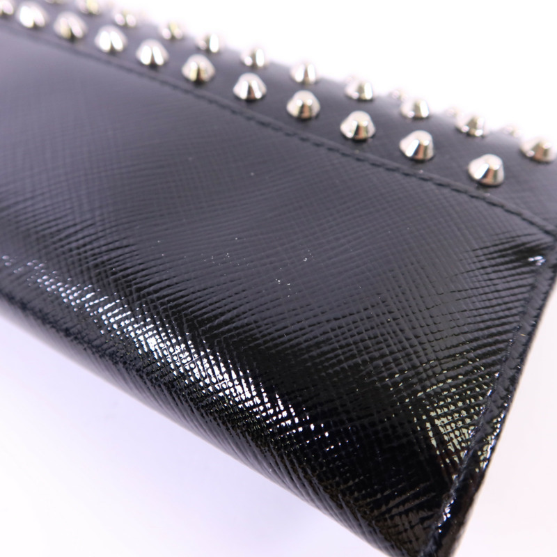 PRADA 漆皮皮革Long Wallet銀扣長錢包-15