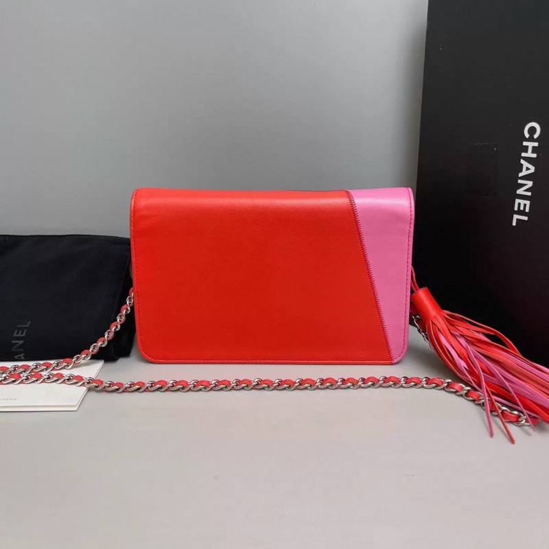 Chanel香奈兒 全皮拼色流蘇woc鏈條包-1