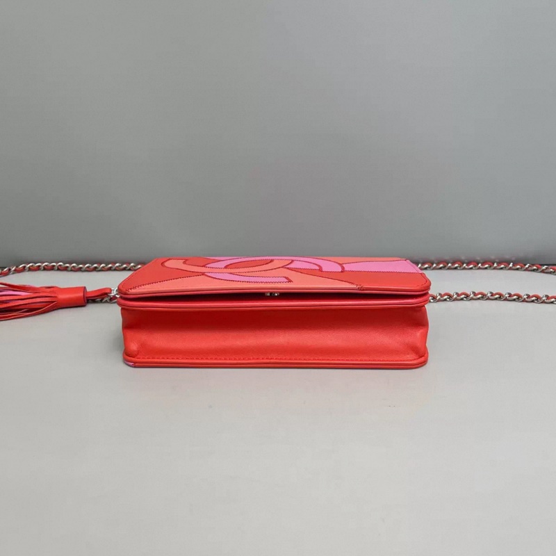 Chanel香奈兒 全皮拼色流蘇woc鏈條包-3