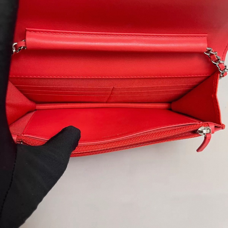 Chanel香奈兒 全皮拼色流蘇woc鏈條包-6