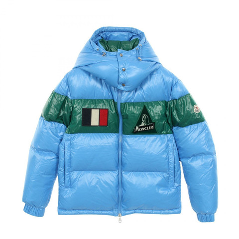 MONCLER GARY 羽絨服，附帽，尼龍材質，藍綠色，2號，二手男款