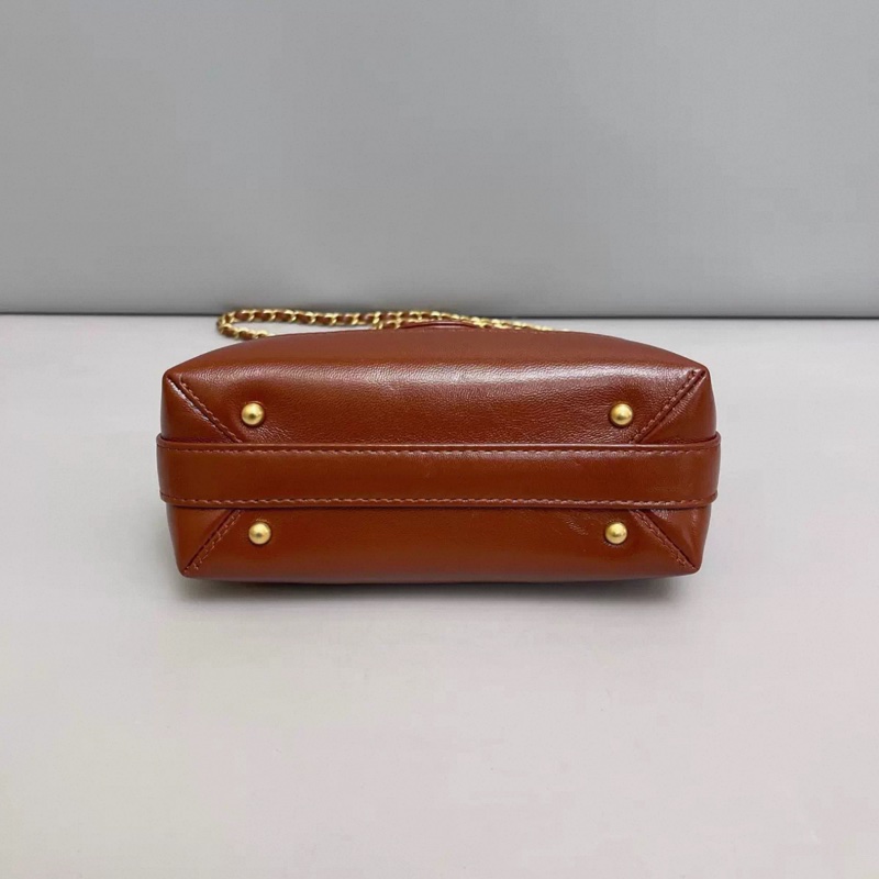 Chanel香奈兒 焦糖色全皮菱格金扣小號醫生包 芯片-4