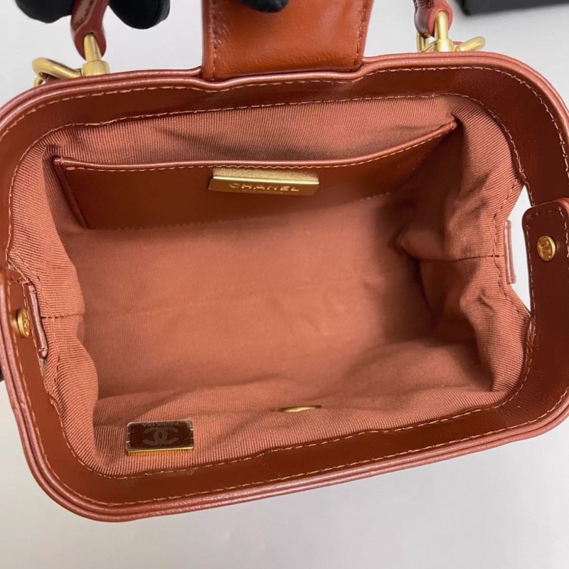 Chanel香奈兒 焦糖色全皮菱格金扣小號醫生包 芯片-7