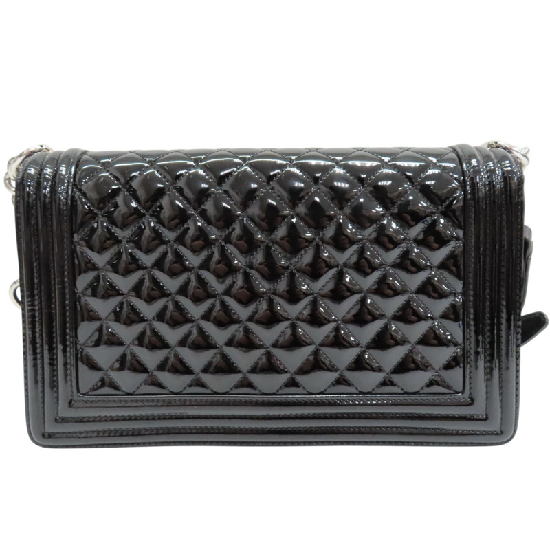 黑色 漆皮皮革 BOY 28 鏈帶肩背包【CHANEL 香奈兒】 A67086-1