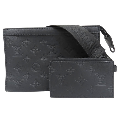 黑色 牛皮壓紋 Gaston 肩背包【LOUIS VUITTON LV 路易威登】 M81115