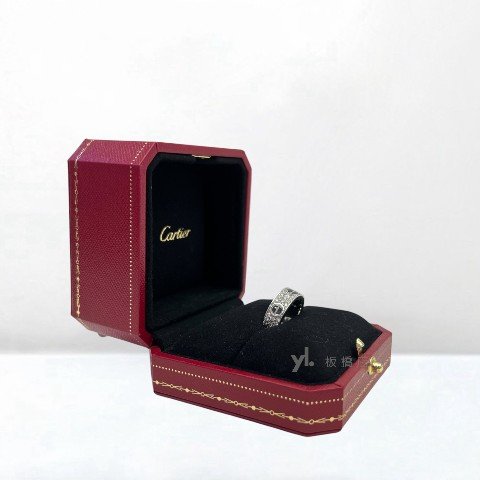 Y1981-Cartier  18K白金滿天星鑽黑陶瓷LOVE戒指-2