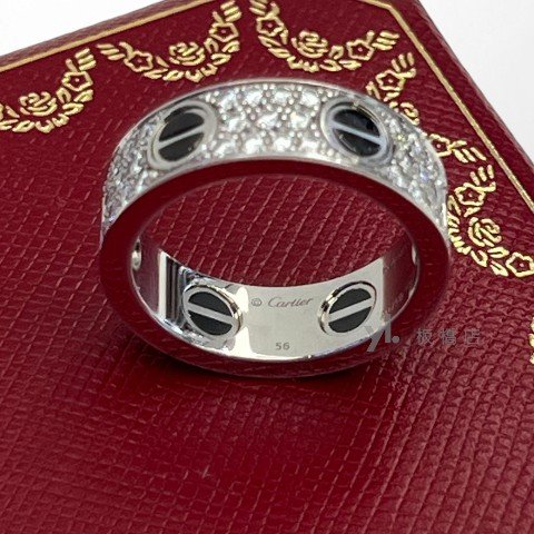 Y1981-Cartier  18K白金滿天星鑽黑陶瓷LOVE戒指-7