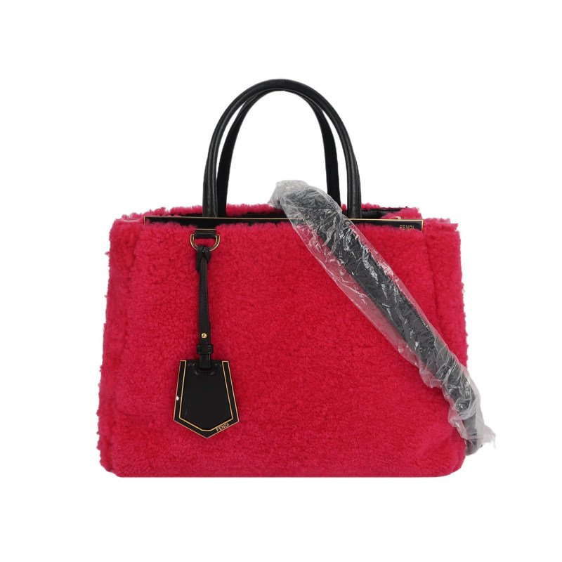 Fendi Petite 2 Jours中號牛皮拼色金屬框架單肩包-0