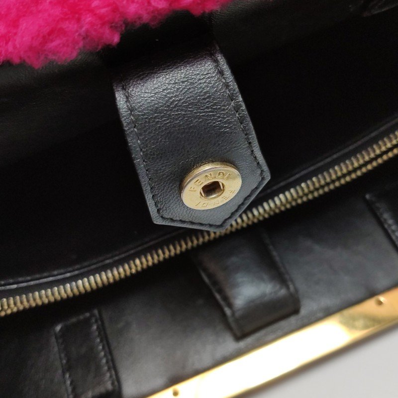 Fendi Petite 2 Jours中號牛皮拼色金屬框架單肩包-10