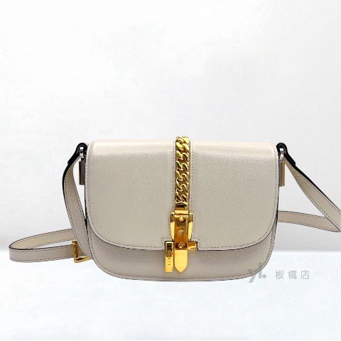 Y1986-GUCCI包包 Sylvie1969系列白牛皮下蓋肩背包615965-0