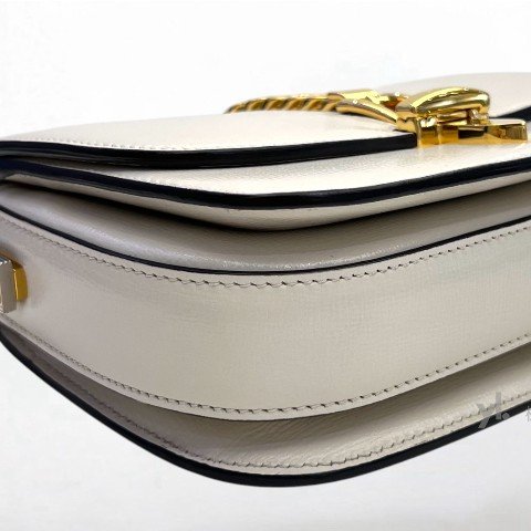 Y1986-GUCCI包包 Sylvie1969系列白牛皮下蓋肩背包615965-6