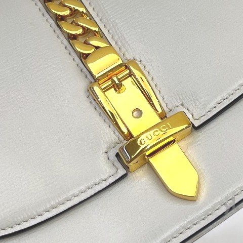 Y1986-GUCCI包包 Sylvie1969系列白牛皮下蓋肩背包615965-8