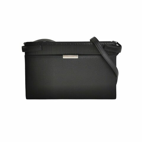 Burberry牛皮純色Logo銘牌斜挎包單肩包