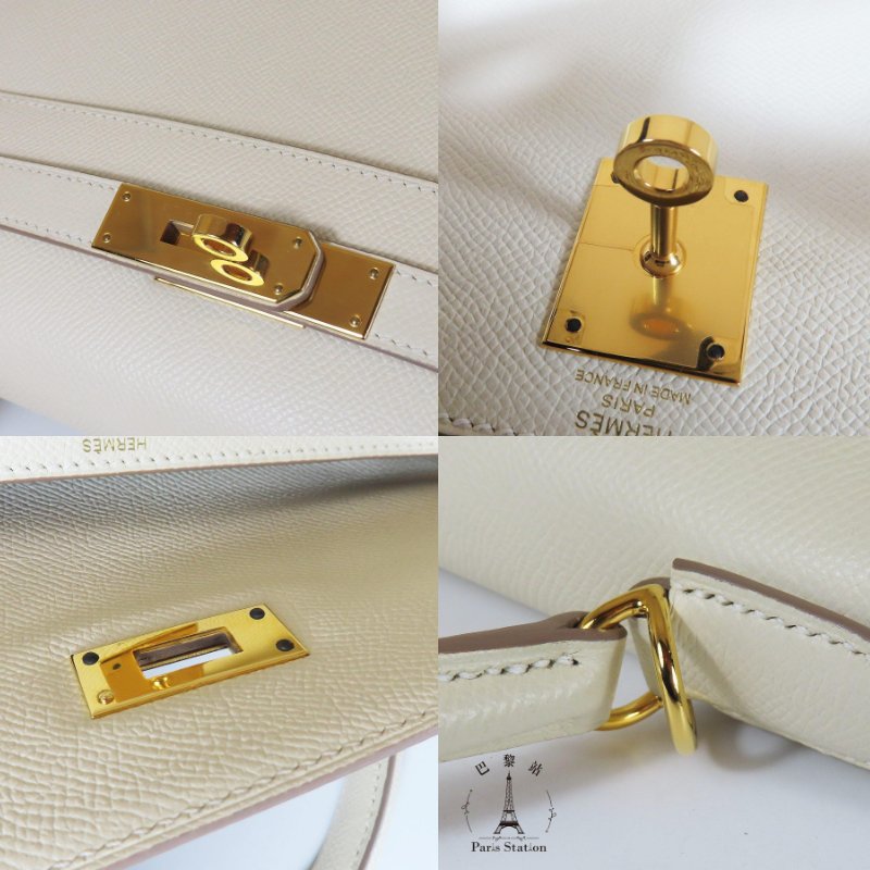 【巴黎站二手名牌專賣店】＊現貨＊HERMES 愛馬仕 真品＊Y刻奶昔白金扣KELLY28 手提包 肩背包-6