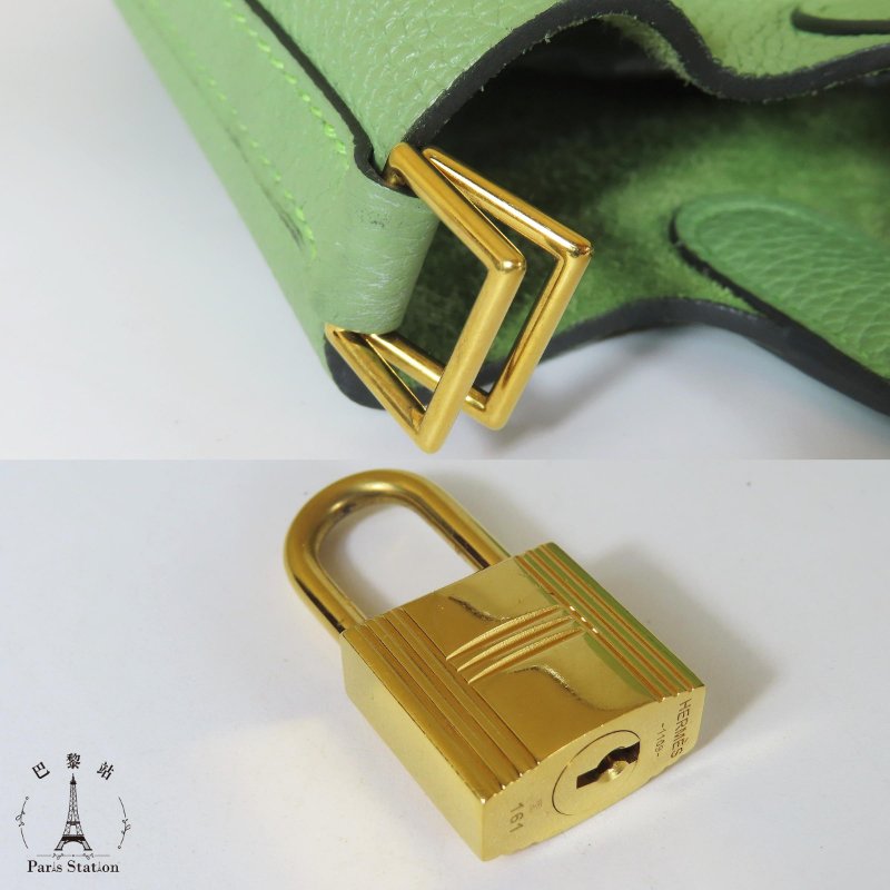 【巴黎站二手名牌專賣店】＊現貨＊HERMES 愛馬仕 真品＊Y刻 PICOTIN 18牛油果綠皮革金釦手提包 菜籃子-7