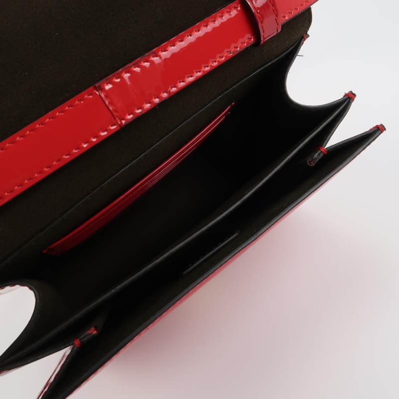 Fendi Karligraphy漆皮純色花體雙F logo斜挎包單肩包-6