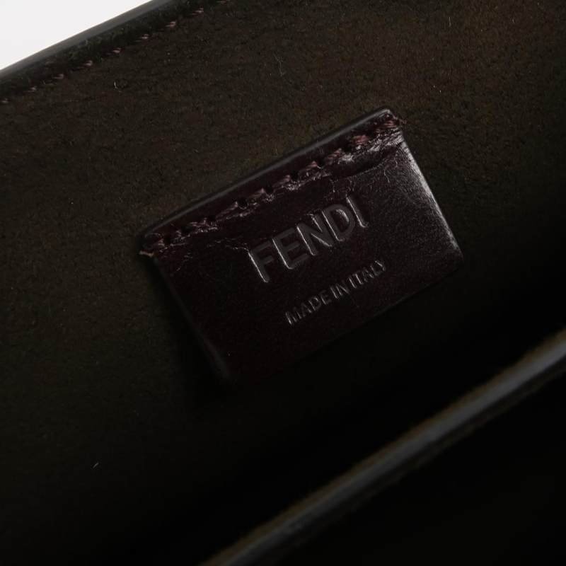 Fendi Karligraphy漆皮純色花體雙F logo斜挎包單肩包-7