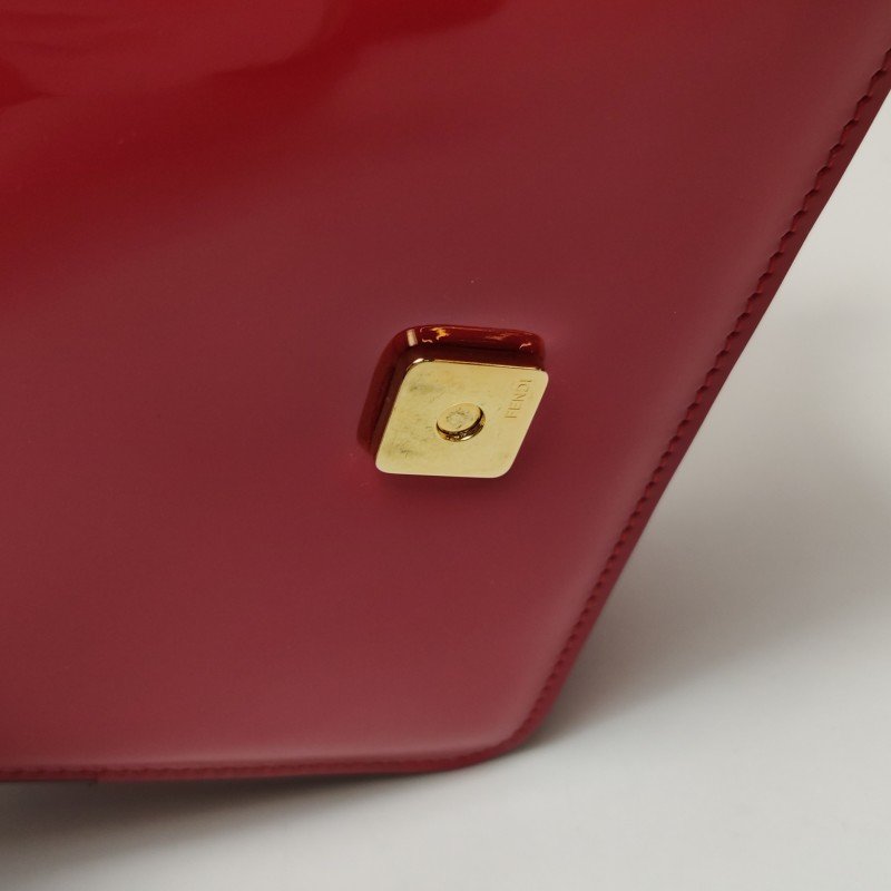 Fendi Karligraphy漆皮純色花體雙F logo斜挎包單肩包-8