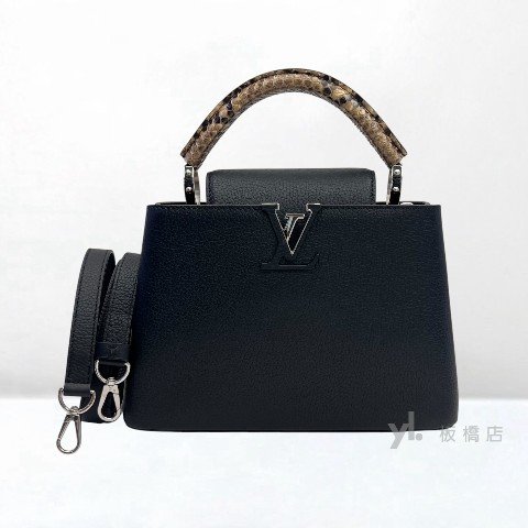 Y1987-LV包包 Capucines BB黑牛皮蛇皮手把手提肩背包-0