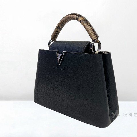 Y1987-LV包包 Capucines BB黑牛皮蛇皮手把手提肩背包-2