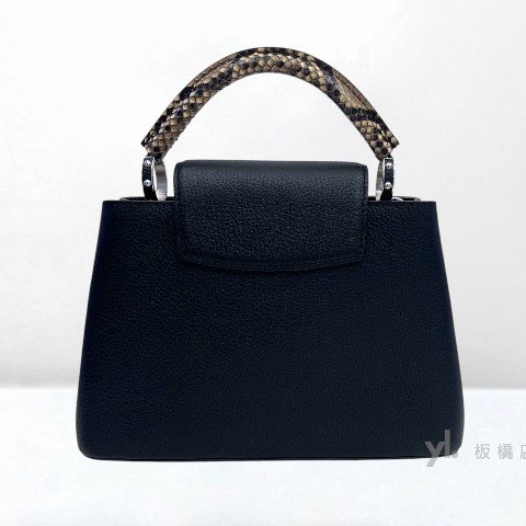 Y1987-LV包包 Capucines BB黑牛皮蛇皮手把手提肩背包-3
