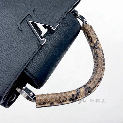 Y1987-LV包包 Capucines BB黑牛皮蛇皮手把手提肩背包-6