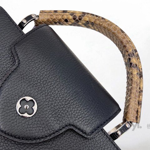 Y1987-LV包包 Capucines BB黑牛皮蛇皮手把手提肩背包-10