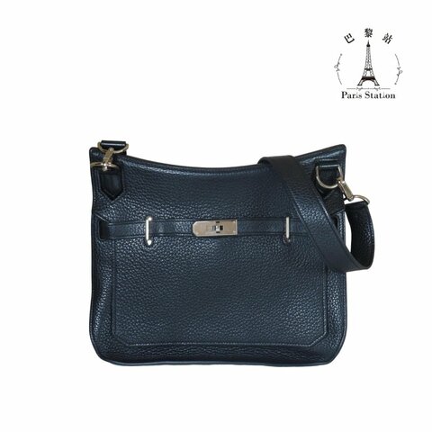 【巴黎站二手名牌專賣店】＊現貨＊HERMES 愛馬仕 真品＊🅀刻Jypsiere 28黑色皮革銀釦吉普賽肩背包 斜背包
