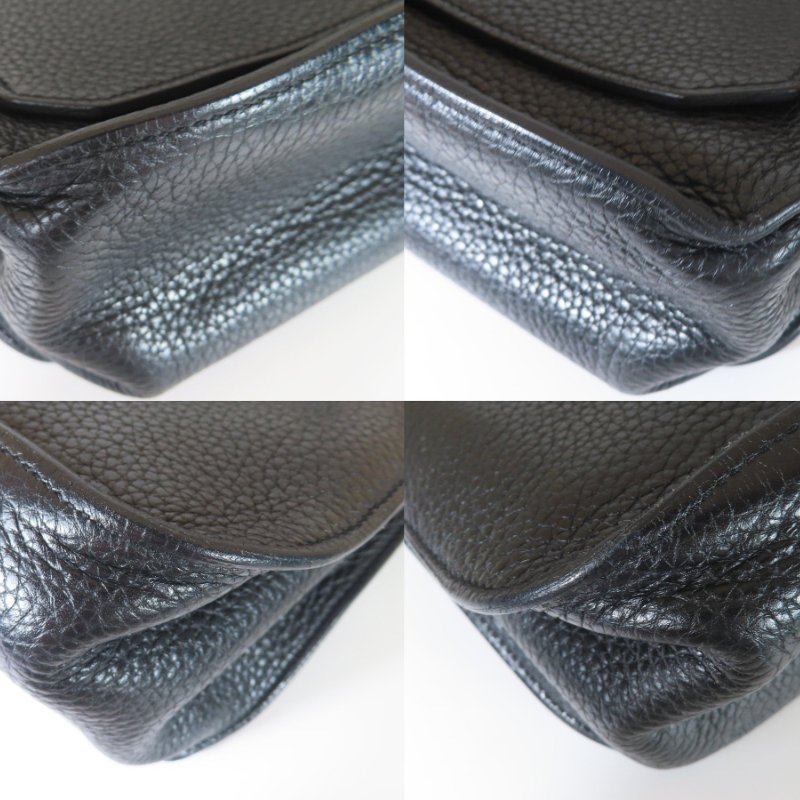 【巴黎站二手名牌專賣店】＊現貨＊HERMES 愛馬仕 真品＊🅀刻Jypsiere 28黑色皮革銀釦吉普賽肩背包 斜背包-4