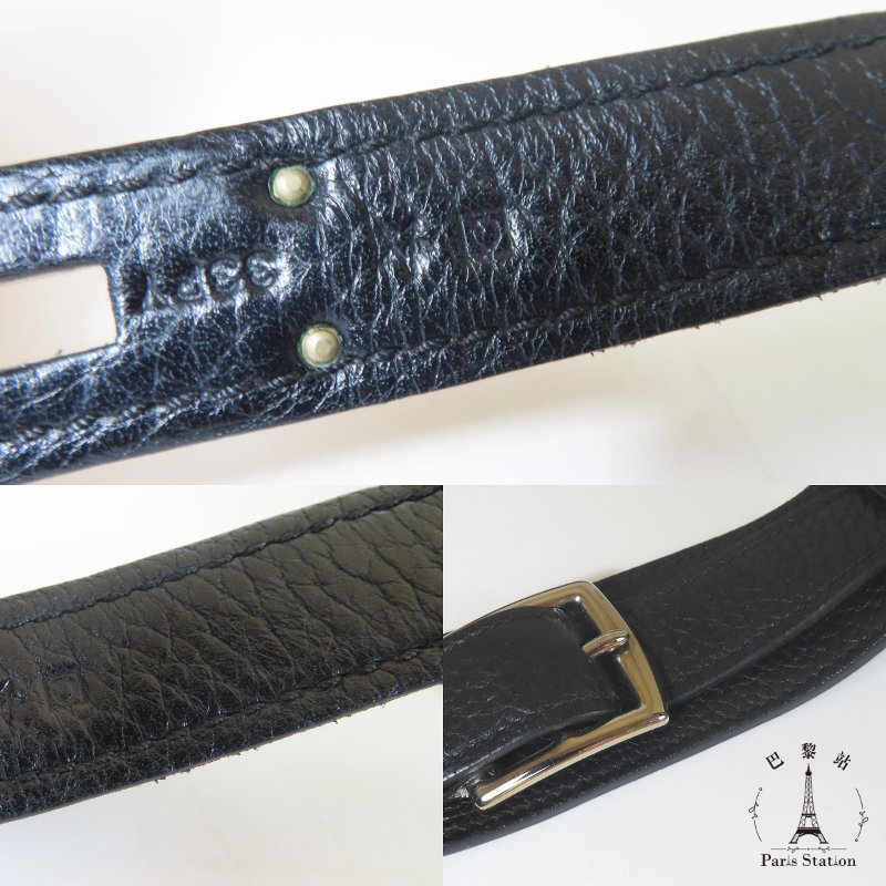 【巴黎站二手名牌專賣店】＊現貨＊HERMES 愛馬仕 真品＊🅀刻Jypsiere 28黑色皮革銀釦吉普賽肩背包 斜背包-8