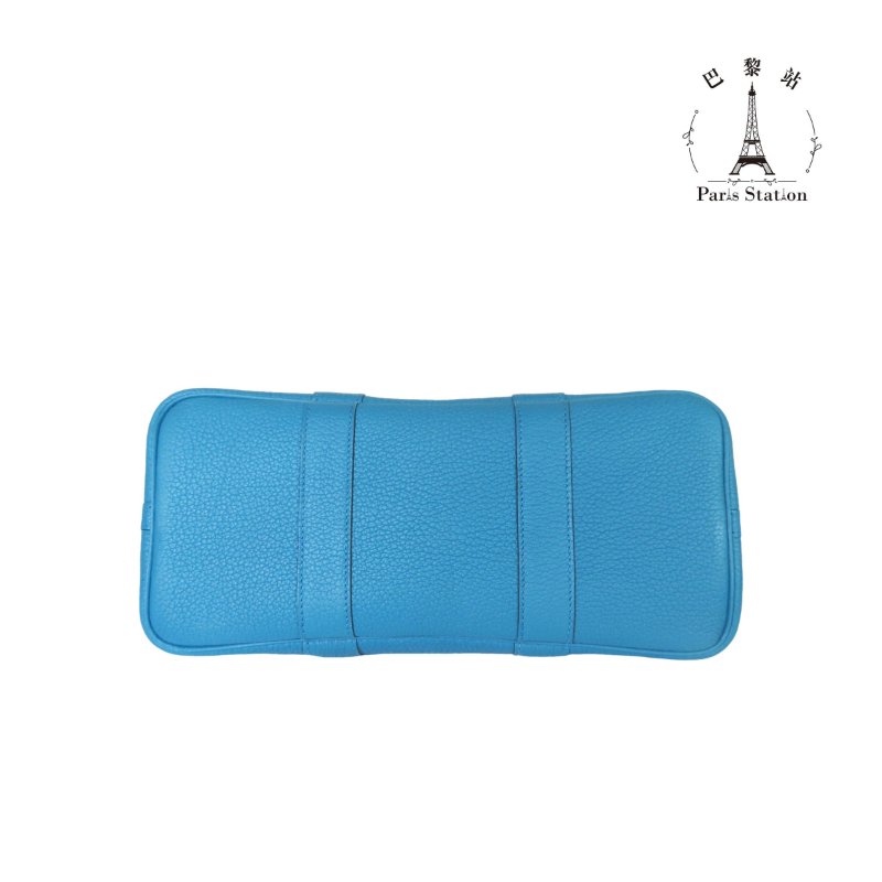 【巴黎站二手名牌專賣店】＊現貨＊HERMES 愛馬仕 真品＊X刻 Garden Party湖水綠牛皮銀釦GP 30手提包-2