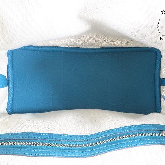 【巴黎站二手名牌專賣店】＊現貨＊HERMES 愛馬仕 真品＊X刻 Garden Party湖水綠牛皮銀釦GP 30手提包-3